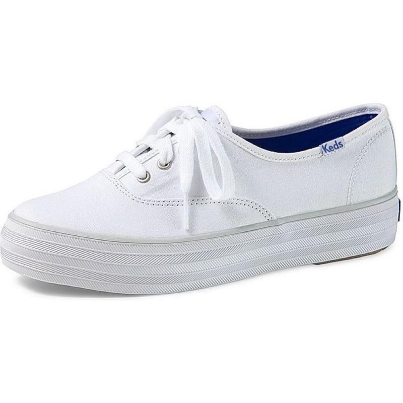 Tenis KEDS Plataforma Triple Canvas KD762256 Lona - Branco - Tênis